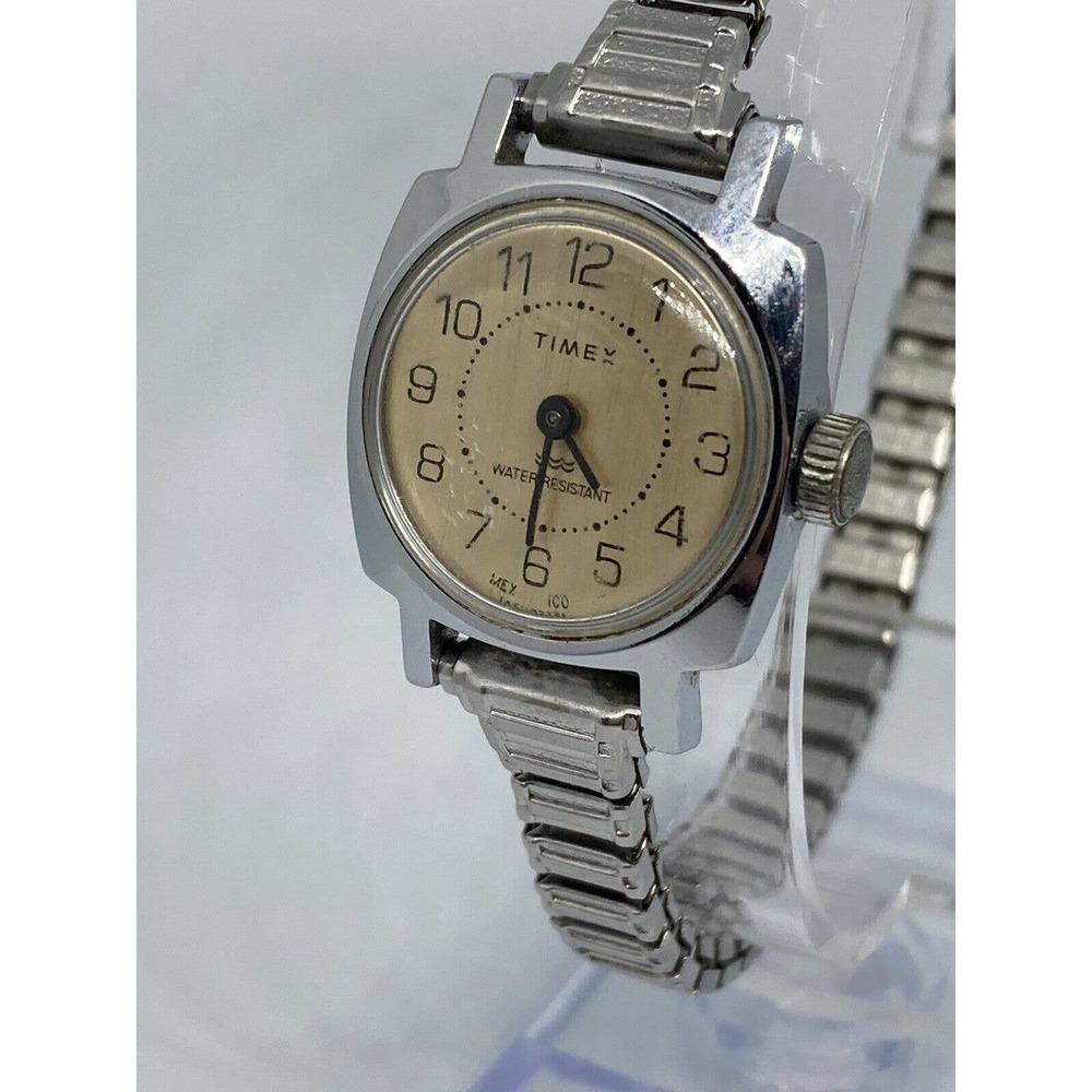Vintage Timex Women’s Stainless Steel Bracelet Wrist Watch WR Stretch Metal Band
